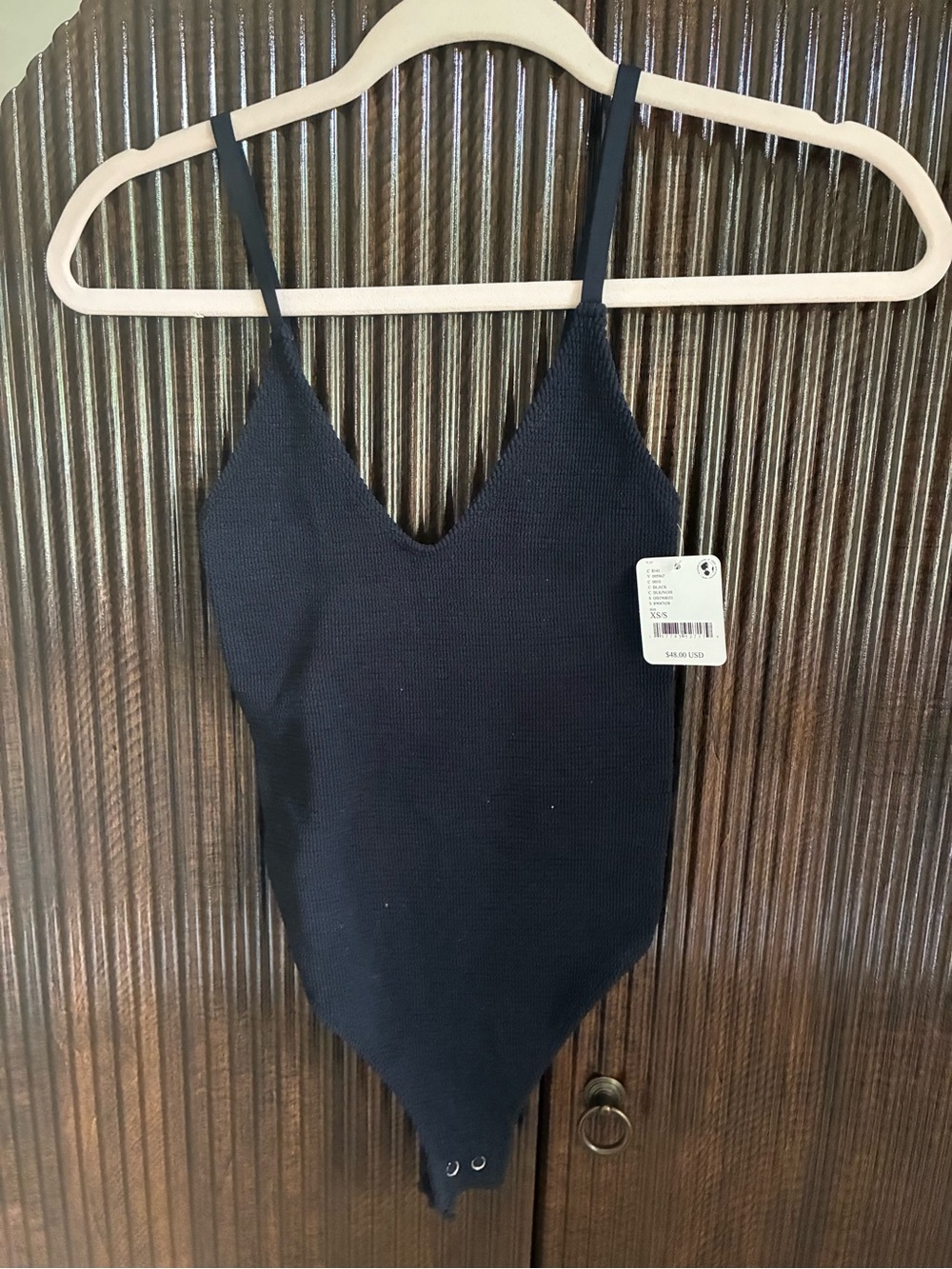 Free People Black V-Neck Knit Bodysuit